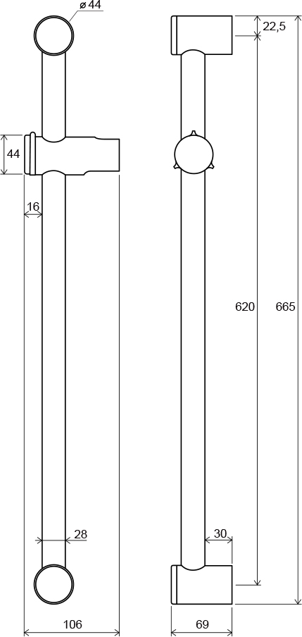 Dušo stovas su reguliuojamu laikikliu, 66,5 cm