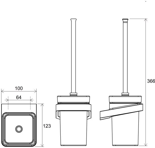 Tualeto šepetys su laikikliu ir indeliu (stiklas)